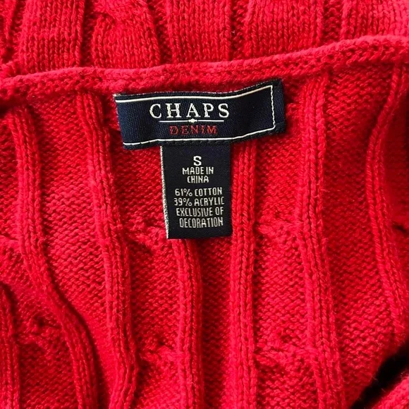 Vintage Y2K Retro Red Cable Knit Cardigan Sweater Preppy Academia Ralph Lauren S - Picture 6 of 7